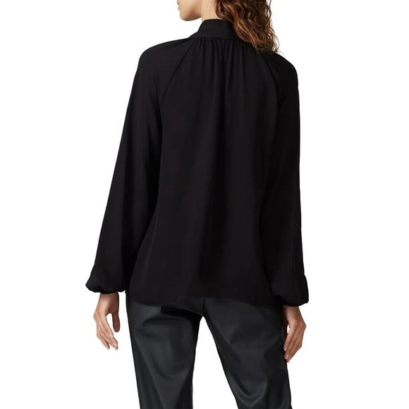 Theory Classic Scarf Top in Black Medium Womens Long Sleeve Blouse - Picture 13 of 14